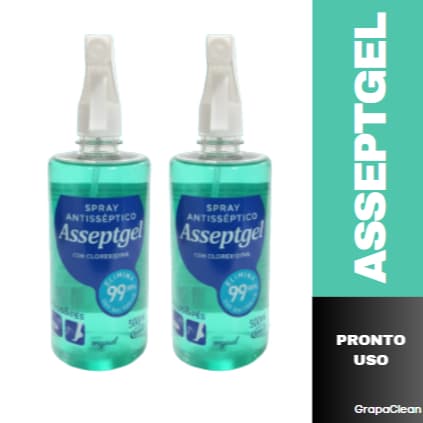 KIT 2 SPRAY ANTISSEPTICO, CLOREXIDINA ASSEPTGEL 500ML
