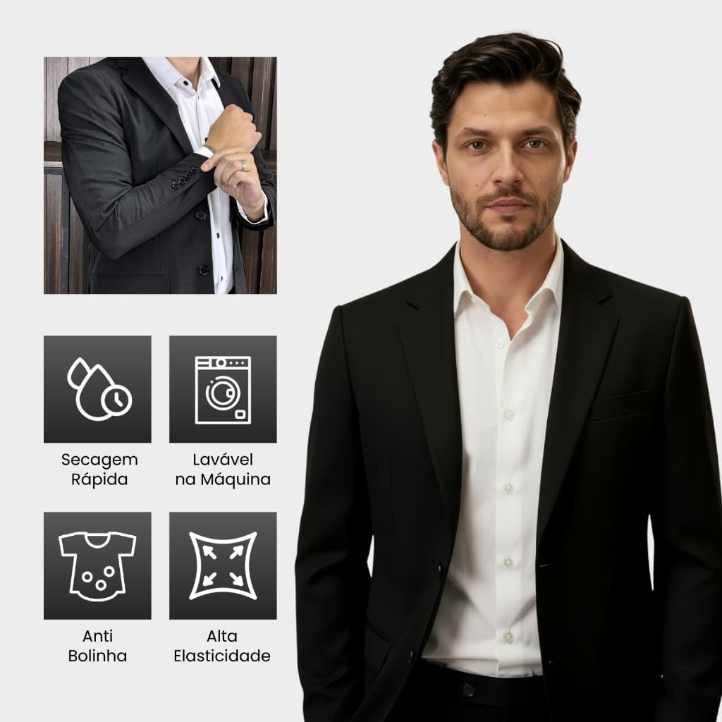 Terno Alfaiataria Masculino Premium Tecido Tecnologico Elastano Italiano Executivo