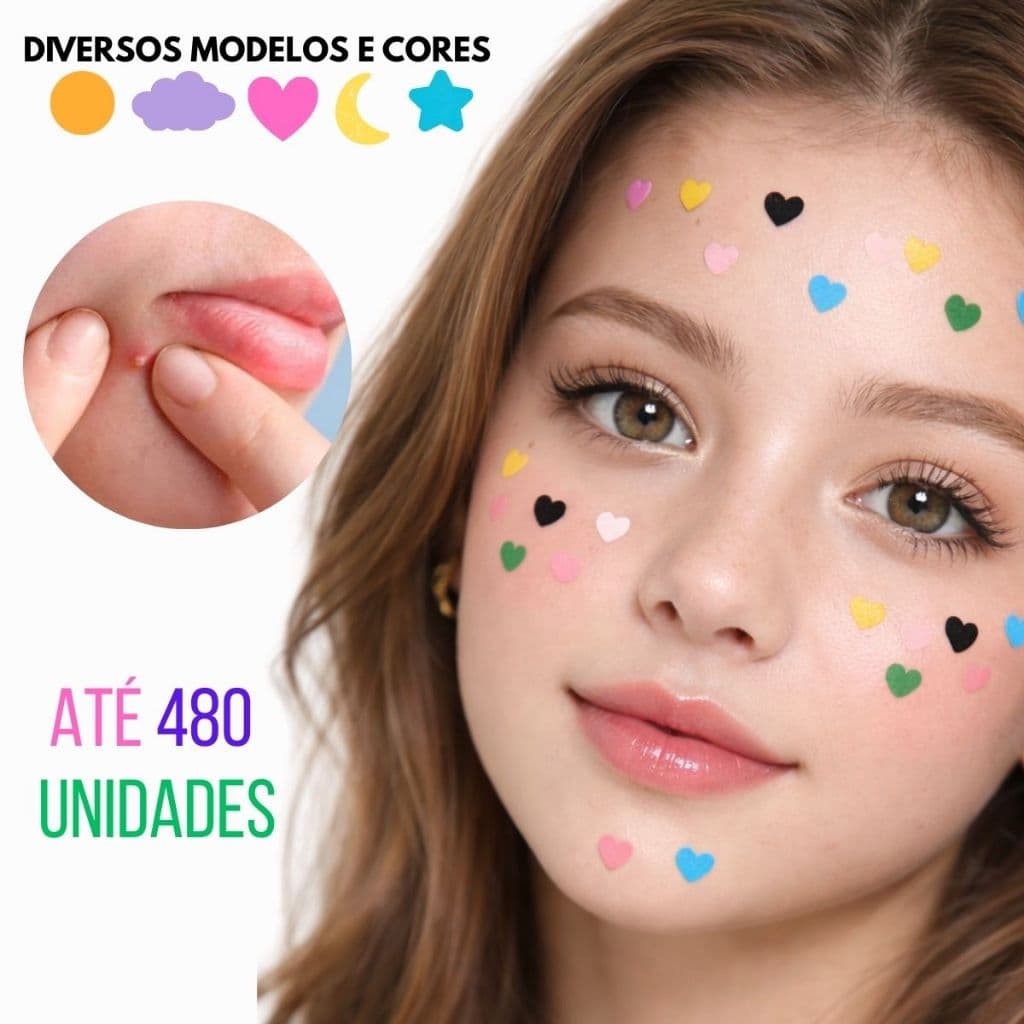 Adesivo Seca Espinha, Anti acne, Proteção Dia/Noite Secativo, Colorido, tratamento