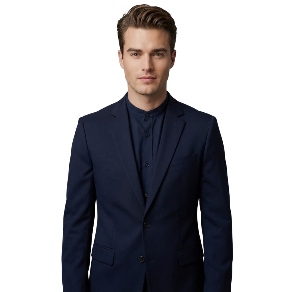 Terno Slim Fit Masculino Corte Italiano Tecido Tecnologico Azul Marinho Elastano Luxo