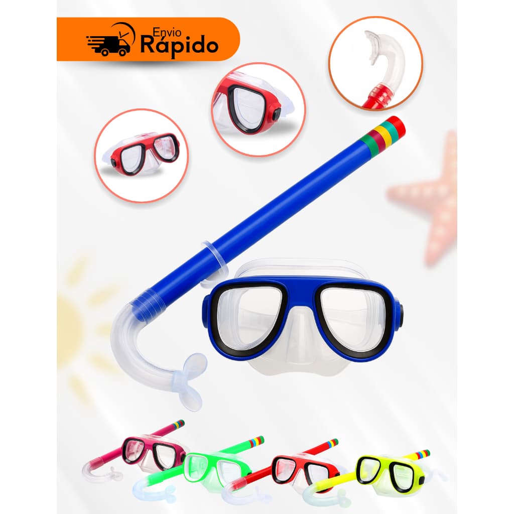 Kit Mergulho Infantil Snorkel  Óculos Piscina Banho Praia Natação