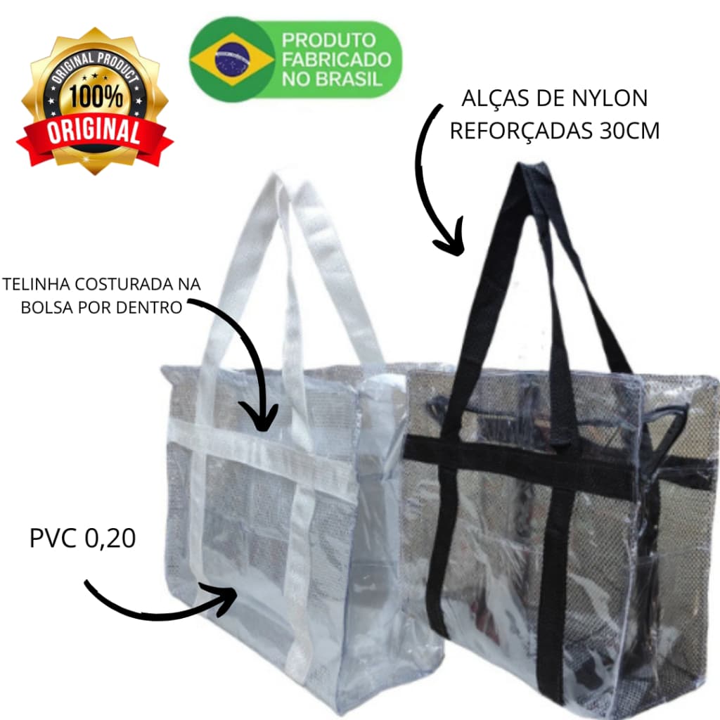 Sacola em PVC grande Transparente de Alta Densidade com Telinha – Máxima Resistência e Versatilidade