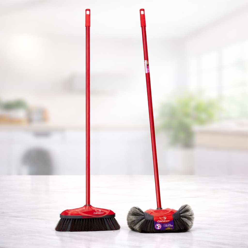 VASSOURA BOLA E RETA CONDOR PELO NATURAL COM E SEM CABO USO INTERNO NÃO RISCA CHÃO CERDAS CRINA