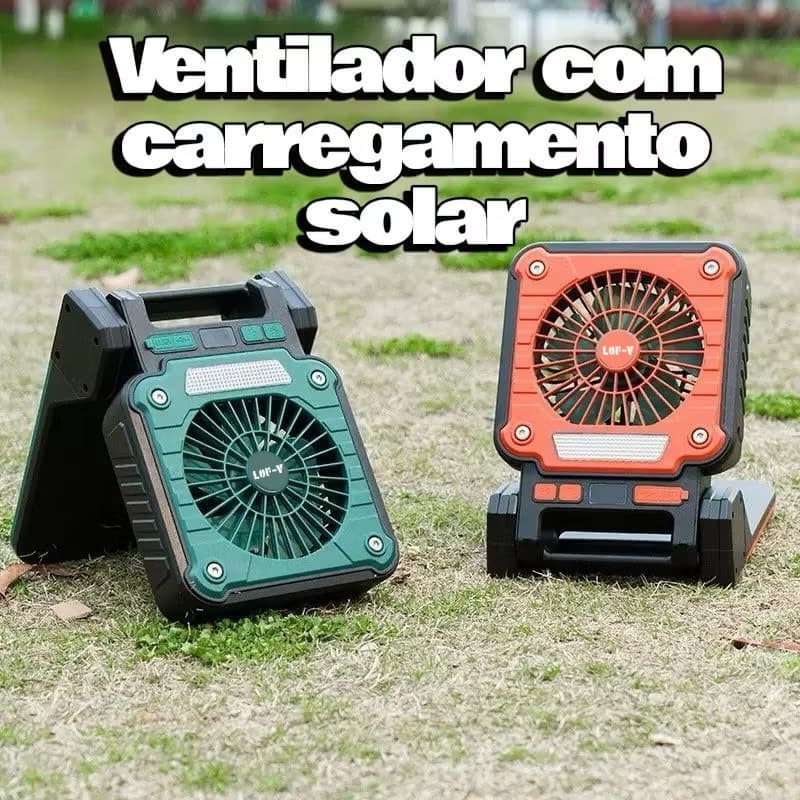 Ventilador Portátil de Acampamento com Luz LED - 270° de Rotação, Bateria 7800mAh, Luz LED Brilhante