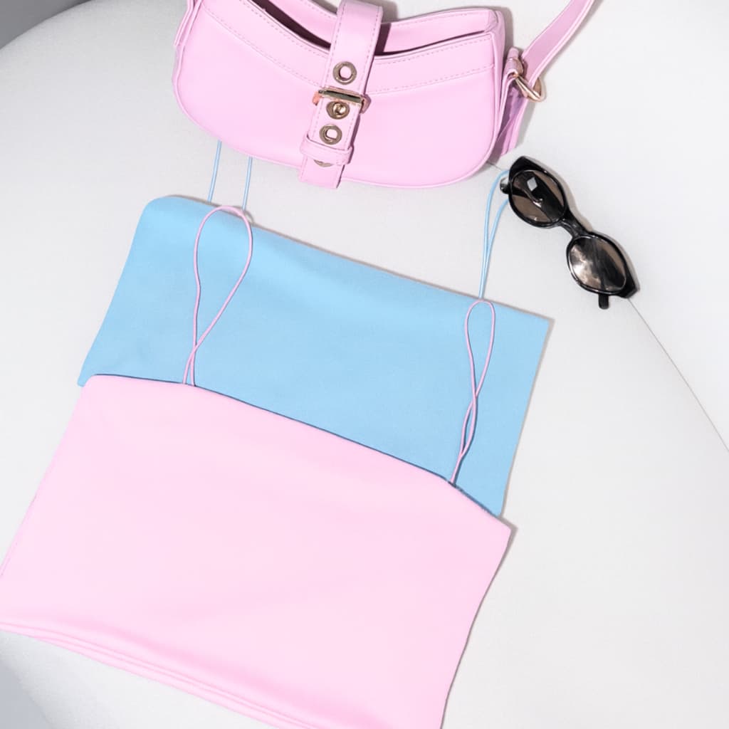 Kit 2 Croppeds Feminino Suplex Alcinha De Elástico Liso Básico Moda Verão