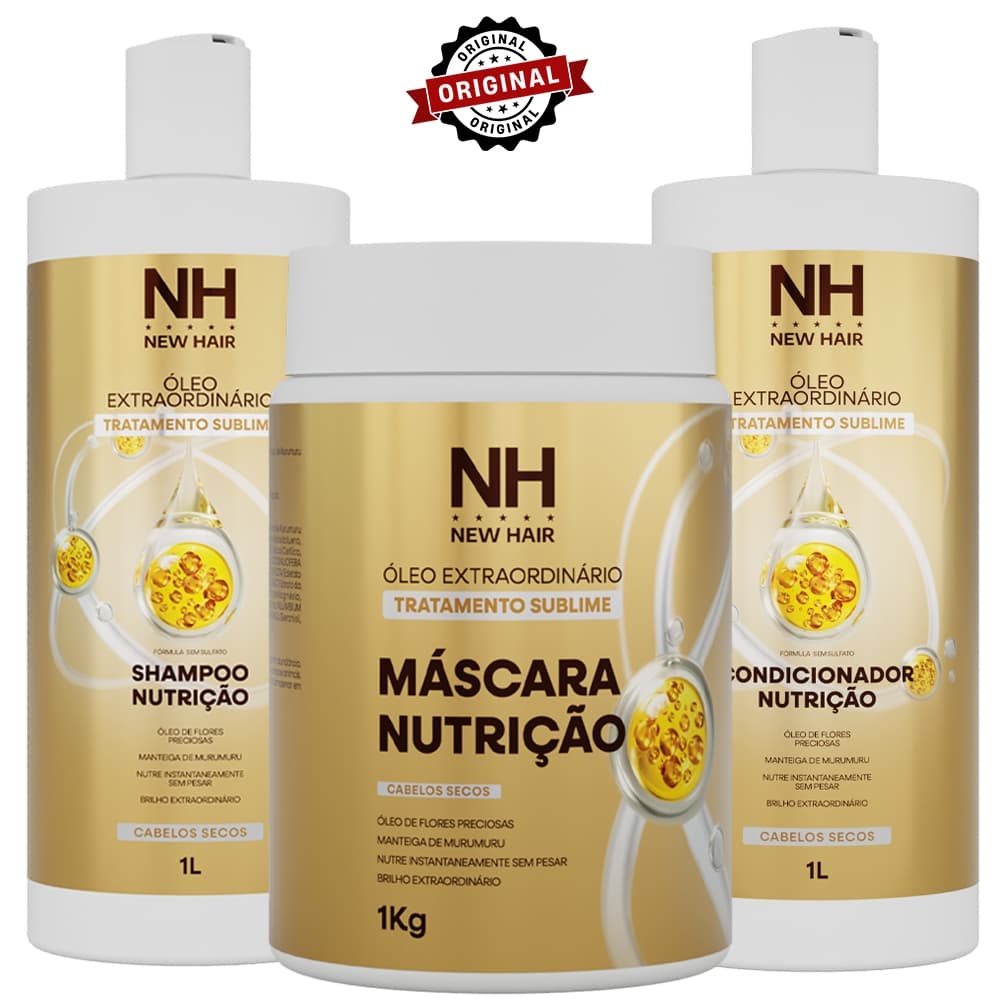 Kit Capilar Óleo Extraordinário NEW HAIR Profissional 1L Salão