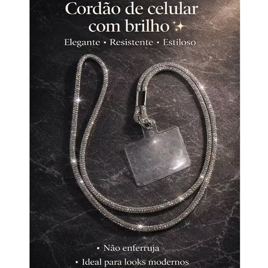 Salva Celular Cordão Proteção，65cm para Celular com Brilho Resistente Contra Roubo