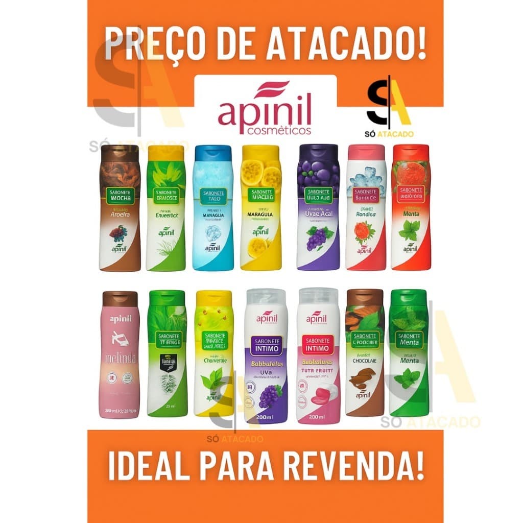 Kit 12 Und – Sabonete Íntimo Apinil— PODE ESCOLHER  | Ação Refrescante |  Revenda e Atacado ⭐