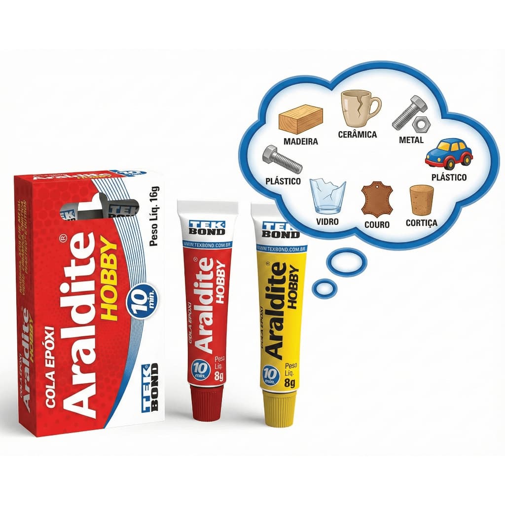 Araldite Hobby Cola Epóxi 10 Minutos 16 Gramas Tek Bond ENVIO IMEDIATO