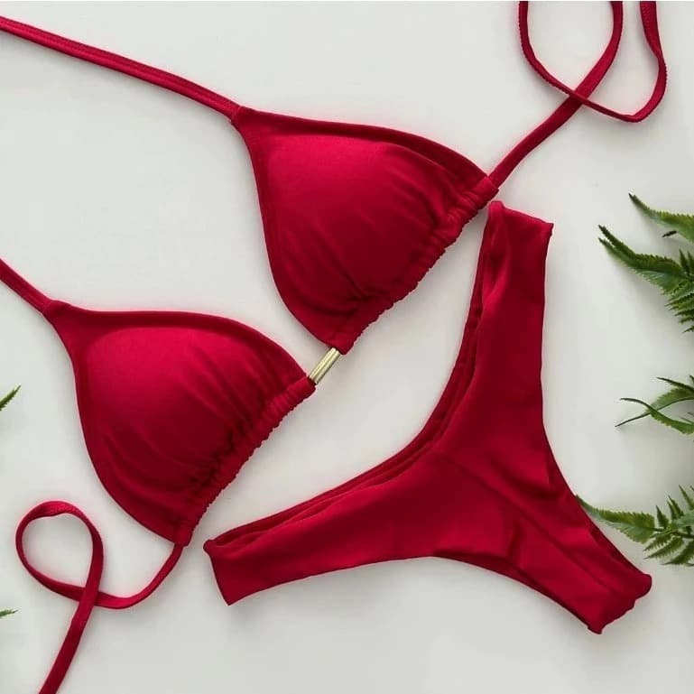 Biquíni Conjunto Top Cortininha Calcinha Asa Delta FIO DUPLO Bojo Removivel