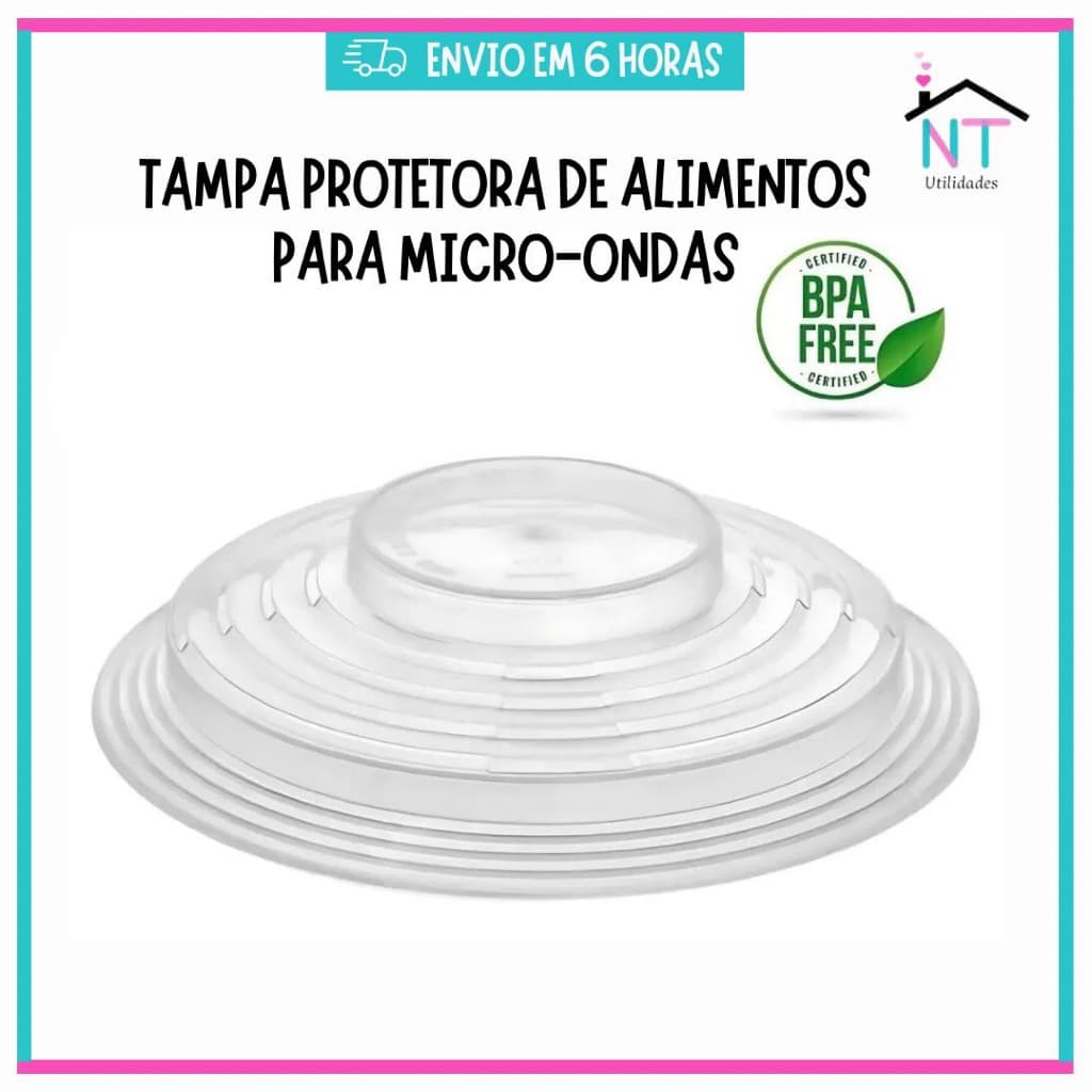 Tampa de Micro-ondas Protetora de Alimentos  Livre de BPA  De Plástico 26cm