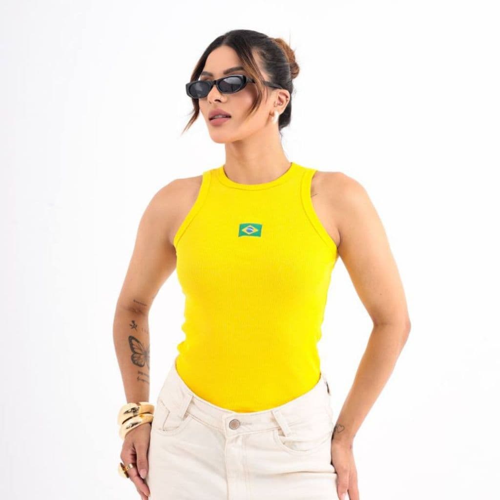 Regata Ribana Brasil Bordada BabyLook Feminina Copa
