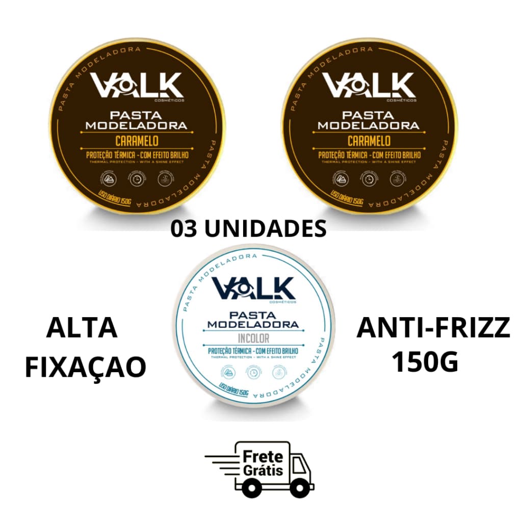 03x Pomada Modeladora Valk Varios Modelos 150g Revenda Barbearia Atacado