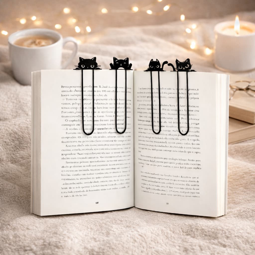 KIT 4 Marcadores de página, livro, revista, caderno - personalizado para leitura - Gato, presente