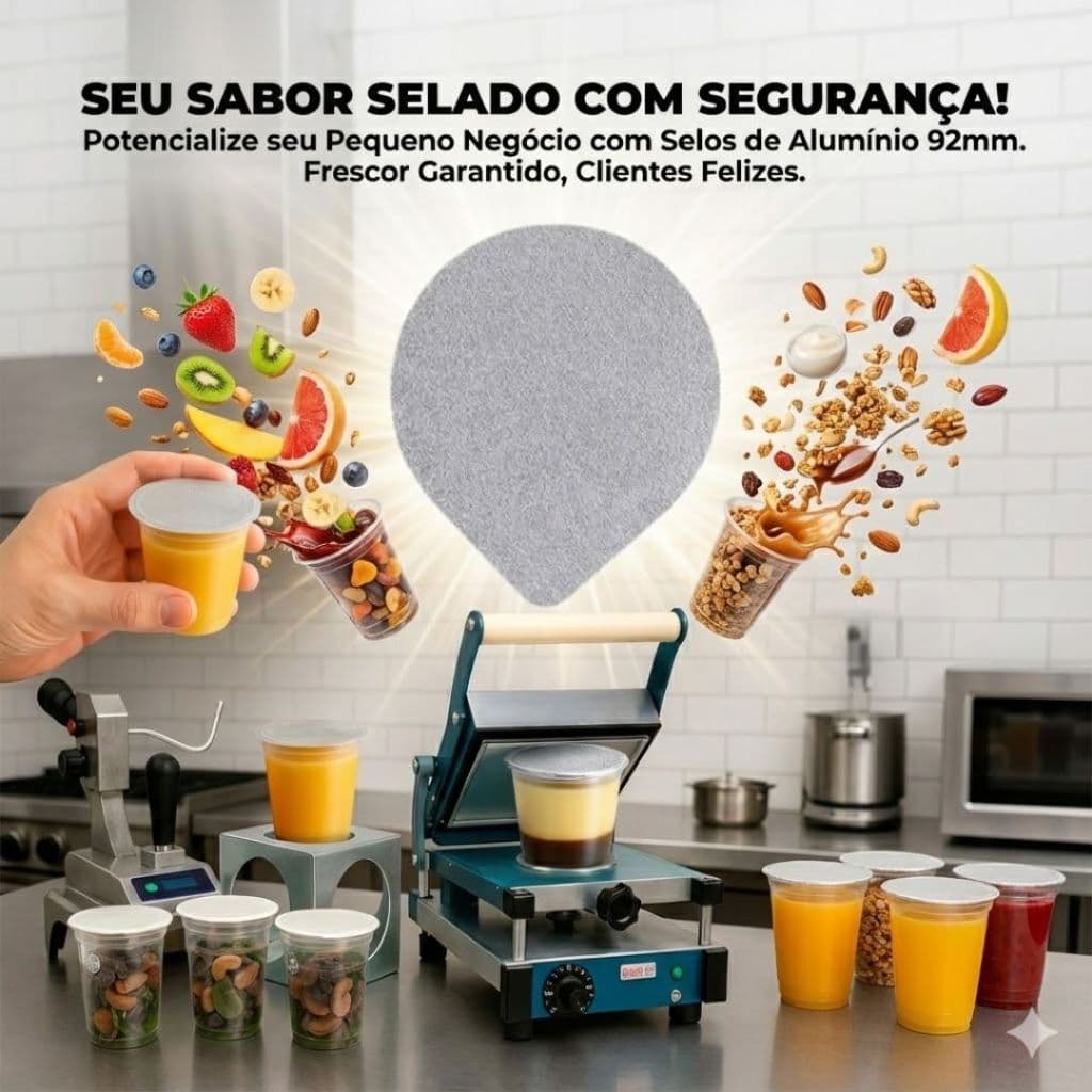 Selo Laminados 92mm alumínio Para potes Copo PP Pead 100 peças Lacre Unidades Laminado Alimentos