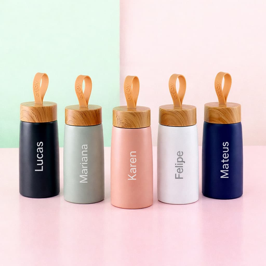 GARRAFA TÉRMICA PERSONALIZADA 250ML PEQUENA ESCOLAR DELICADA