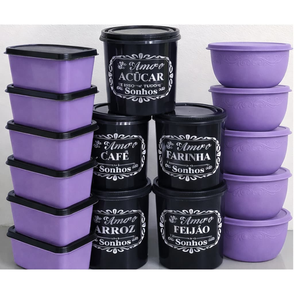 Kit Potes Bowl Plástico com Tampa + Mantimentos Organização Cozinha e Marmita 5 Unidades