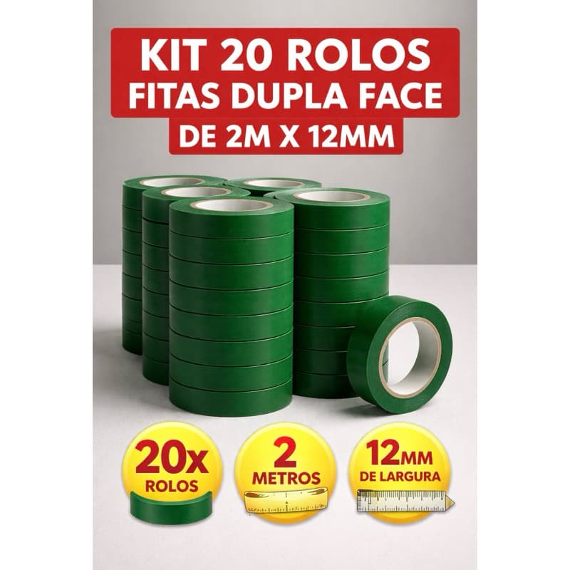 20 Fita Dupla Face Extra Forte Transparente Rolo e Adesiva Acrílica Resistente Pvc Ripado e Cabeceira Quadros