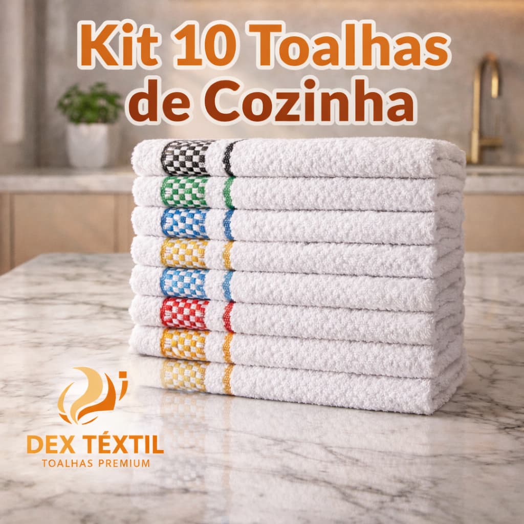 Kit 10 Panos de Prato/Copa Jacquard Premium 100% Algodão Atoalhada Felpuda Grande Toalha de Cozinha