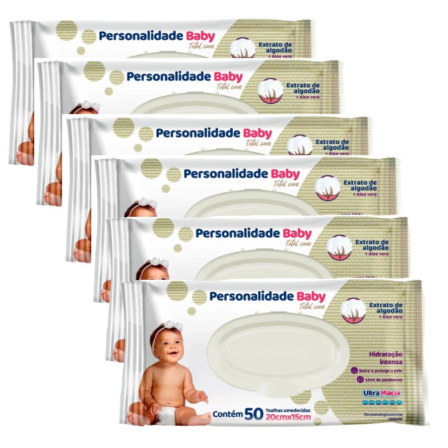 Lenço Umedecido Personalidade Baby  6 Pacotes C/50un