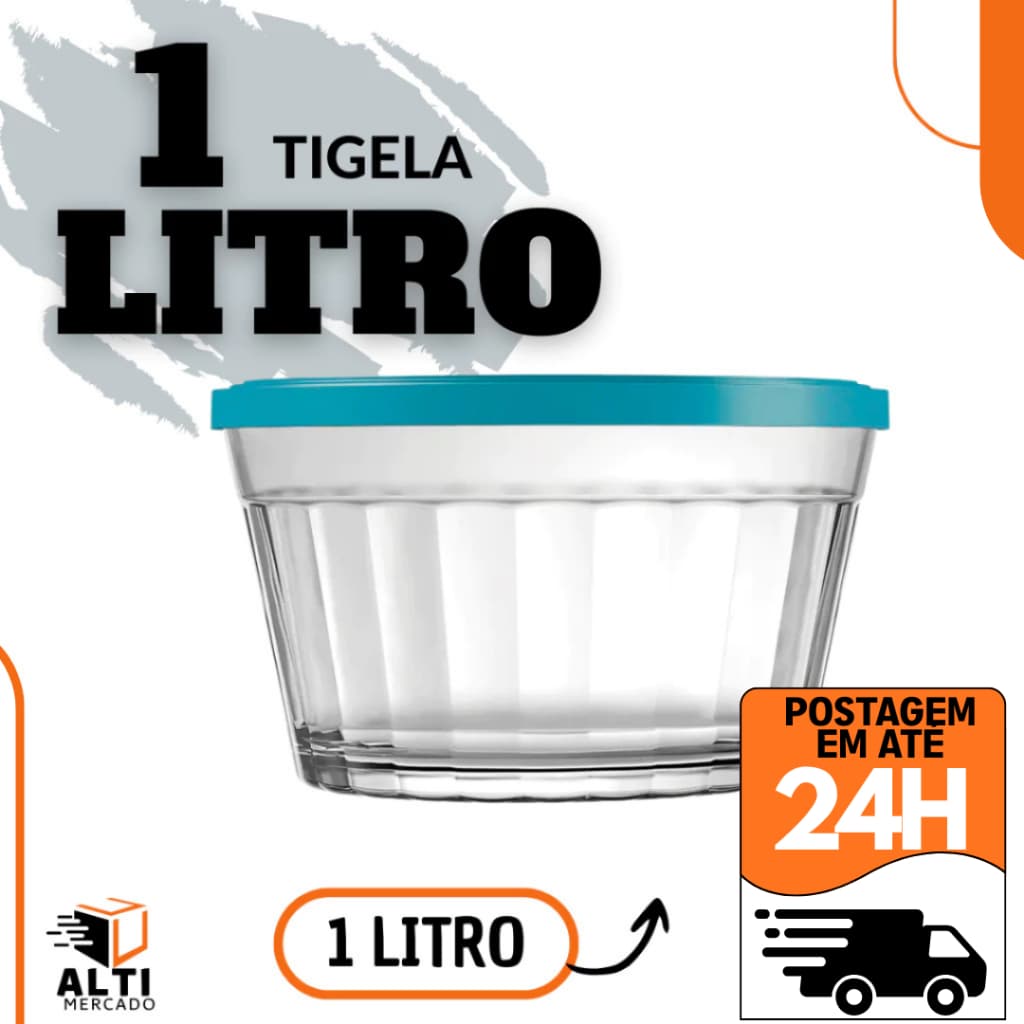 Tigela de Vidro Nadir 1 Litro – Uso no Micro-ondas, Freezer e Lava-Louças