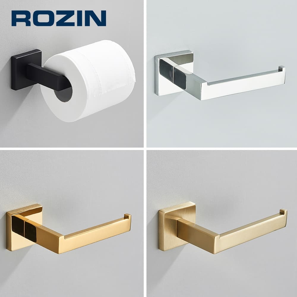 Suporte Banheiro Porta Papel Higiênico Inox Preto de Parede, Perfuração Instalação Com Prego