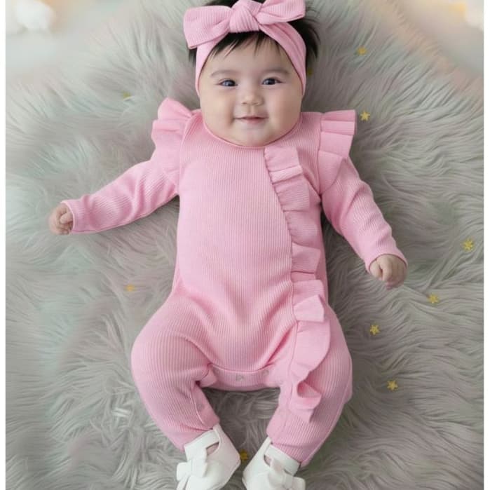 Macacão Bebê Menina Qualidade Premium Tecido Extra Macio Manga Longa RN 3 meses 6 meses 9 meses