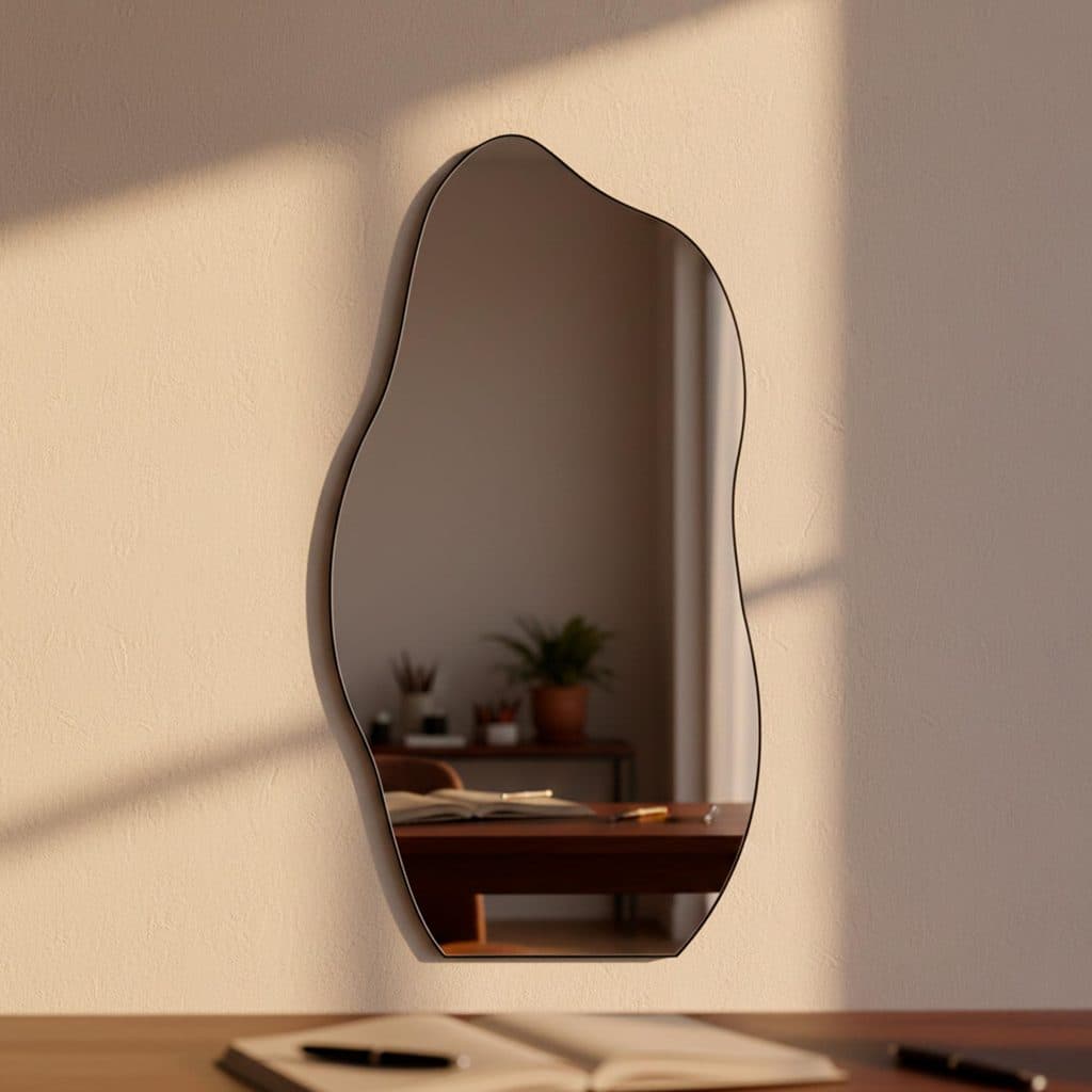 Espelho Grande de Corpo Pinterest Flame 110x60cm Moldura em Couro com Suporte de Parede Decorativo