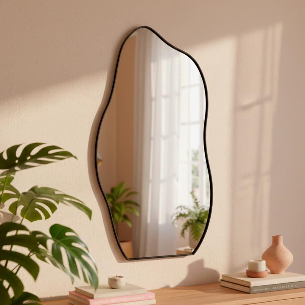 Espelho Grande Moldura em Couro 3cm de Chão Corpo Inteiro 110x60cm - Mod. Flame