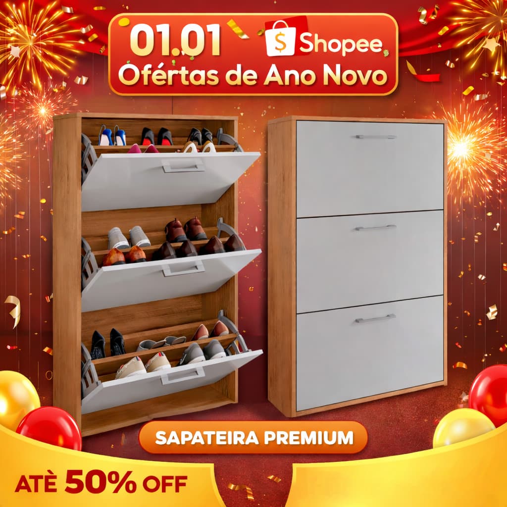 Sapateira Organizadora 3 Portas Armário Multiuso para Hall Entrada Quarto Sala Estante Moderna