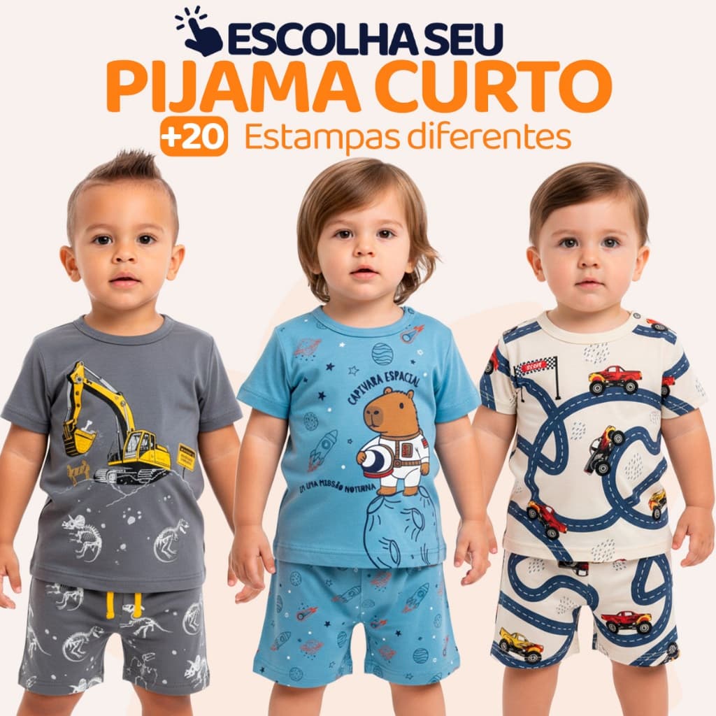Pijama Curto Bebê Menino Confortável Roupa de Bebê para Dormir Pijama Verão Bebê Masculino do 1 ao 10 l06