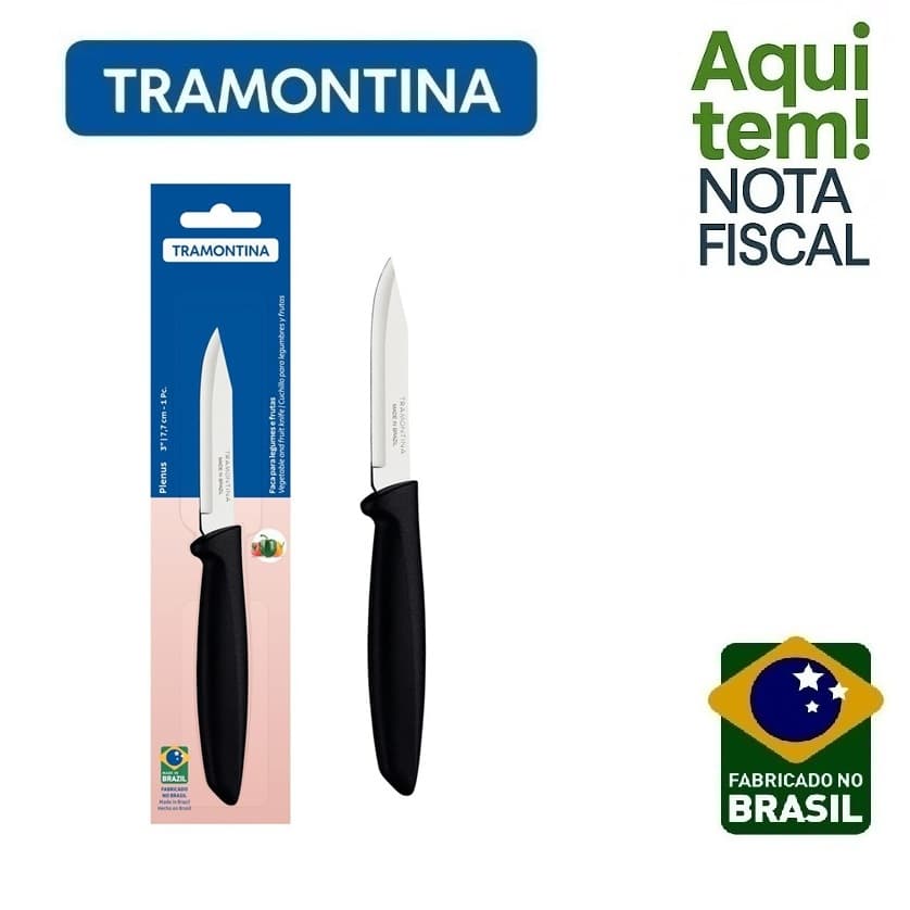 Faca para Legumes e Frutas Tramontina Plenus Lâmina Aço Inox e Cabo de Polipropileno Preto 3