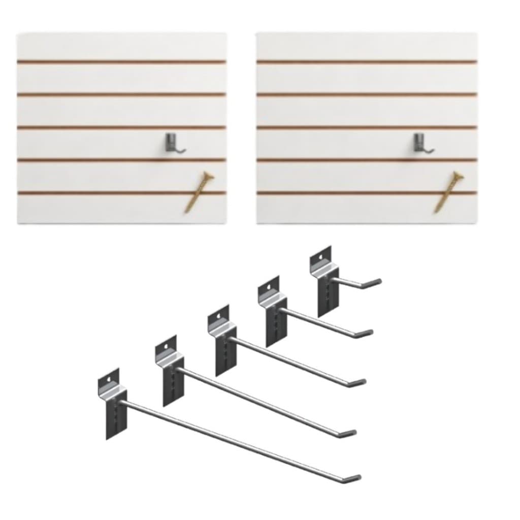 Kit Painel Canaletado 60x60 – 2 Placas + 30 Ganchos com Parafusos – Pronto p/ Instalação