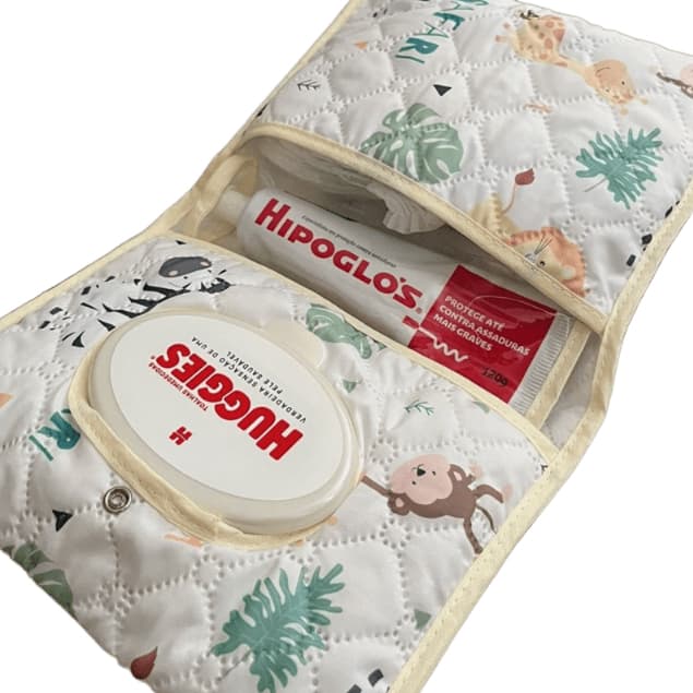 Porta Lenço Fraldas e Pomadas Portátil - 3 em 1 - Prático