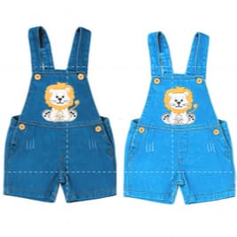 Jardineira  do leao Jeans Infantil Baby 1,2,3 anos/ Macacão de short Jeans Bebe