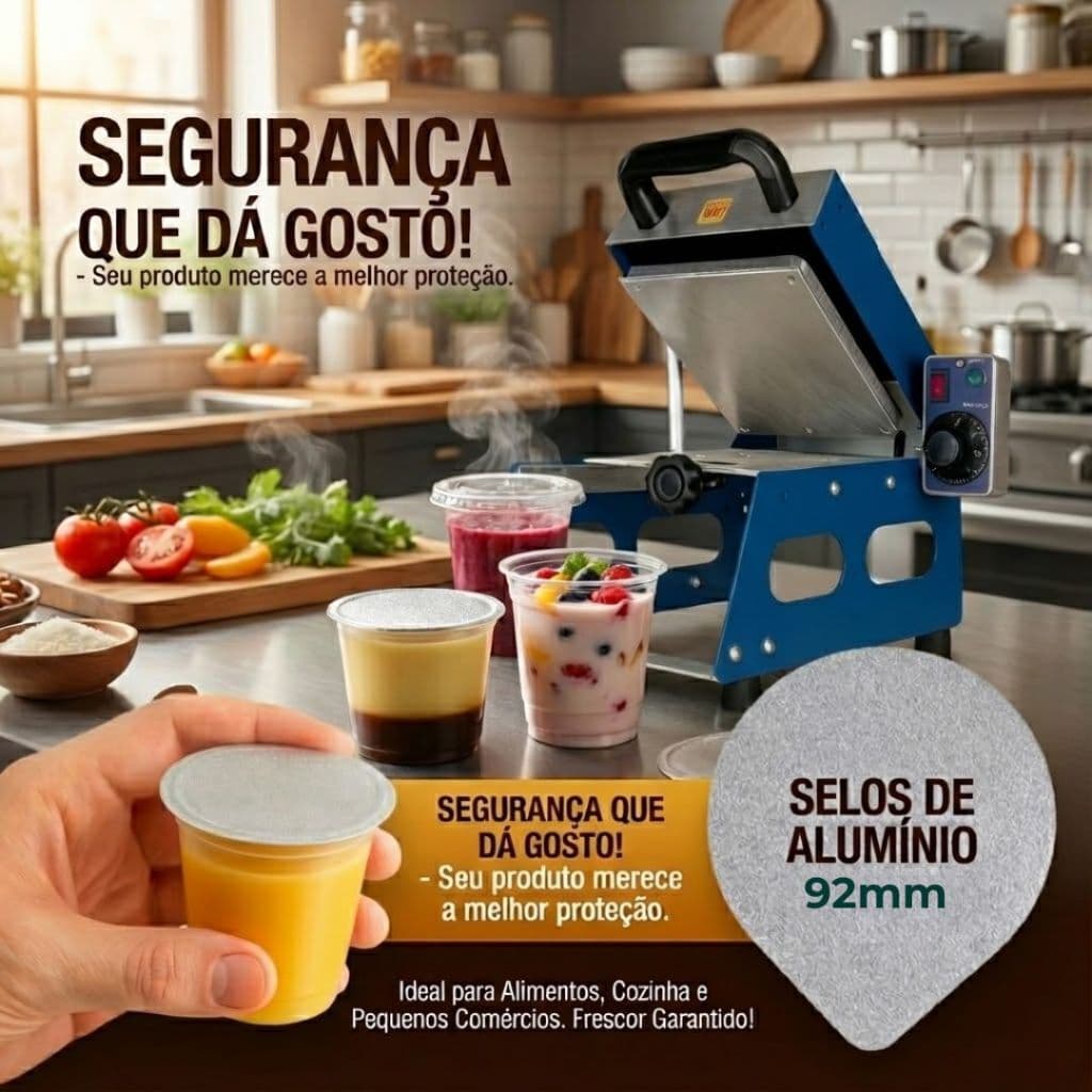 Selo Laminados 92mm alumínio Para potes Copo 100 peças Lacre Unidades Laminado Alimentos PE PEAD PP