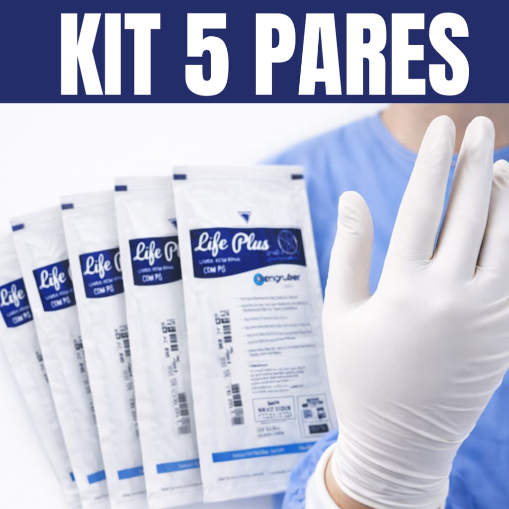 Luva Cirúrgica Descartável Látex Lemgruber Estéril Branca Proteção Médica Resistente Profissional