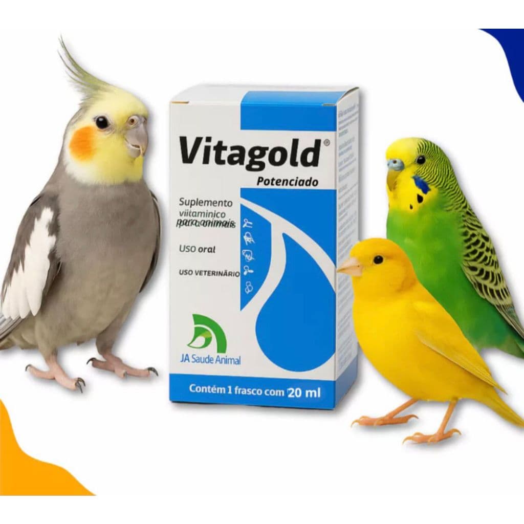 VITAGOLD POTENCIADO 20ML VITAMINA AVES CANTO PENAS SAÚDE SUPLEMENTO TORNEIO REPRODUÇÃO BELEZA AVES COLEIRO CANÁRIO PENAS