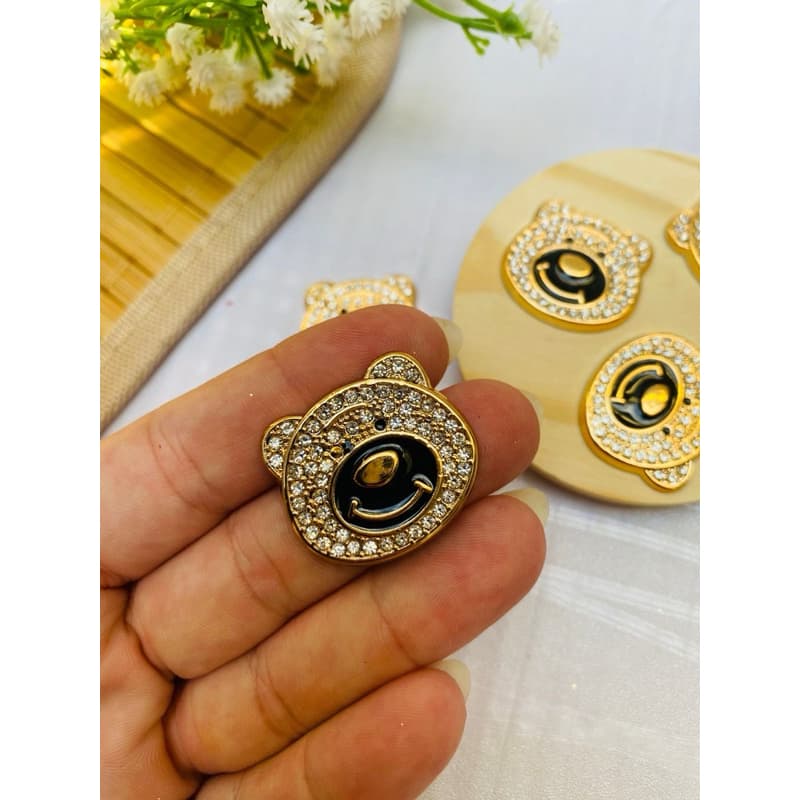 aplique ursinho com strass preto luxo 10 und, aplique urso artesanato