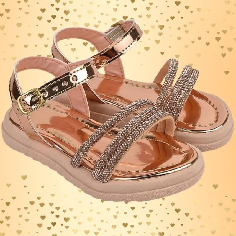 Sandália Infantil Flatform Tira Strass Sola Tratorada Menina Feminino Leve e Confortável Delicada
