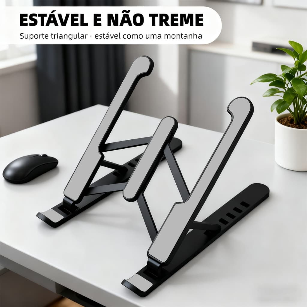 Suporte para laptop – Portátil dobrável ajustável resistente durável ABS antiderrapante preto/branco