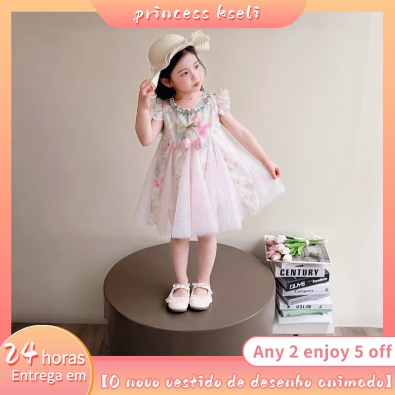 Vestidos para meninas, vestidos infantis sem mangas, vestidos florais infantis mais recentes