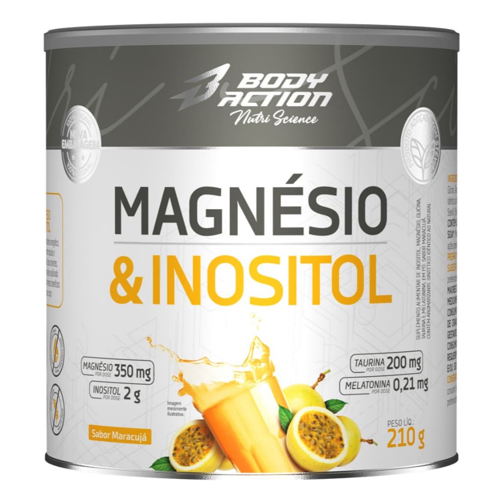Magnésio E Inositol Taurina Melatonina 210g Bodyaction