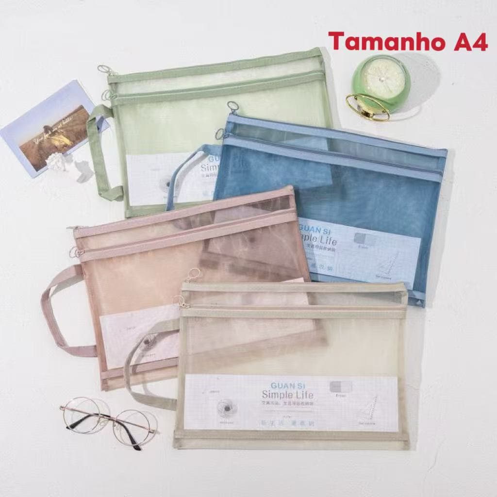 A4 bolsa de armazenamento transparente tipo zíper  necessair para Documentos pasta de Plástico Multiuso
