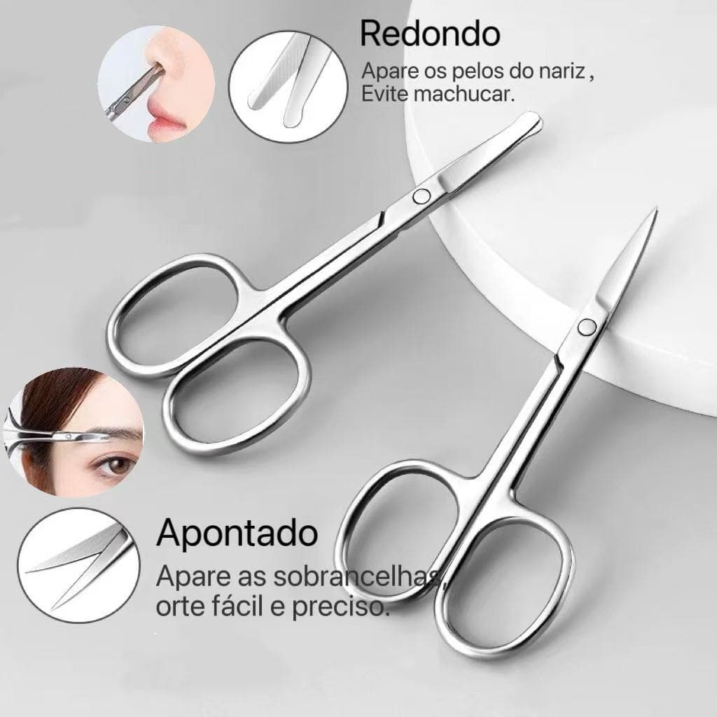 Tesoura Tesourinha Cortar Unha Sobrancelha Cílios Cortador p/ Unhas bebes Ponta Curva E Fina
