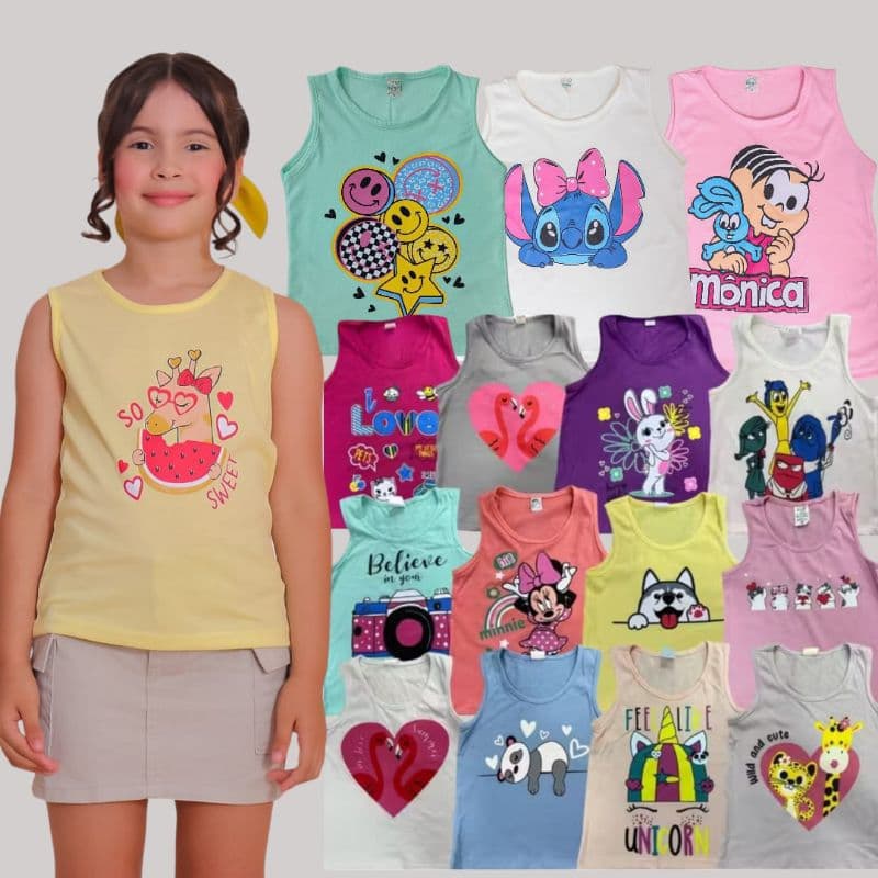 kit 5 Regata Infantil menina – Tamanhos 2, 4, 6 e 8 Anos
