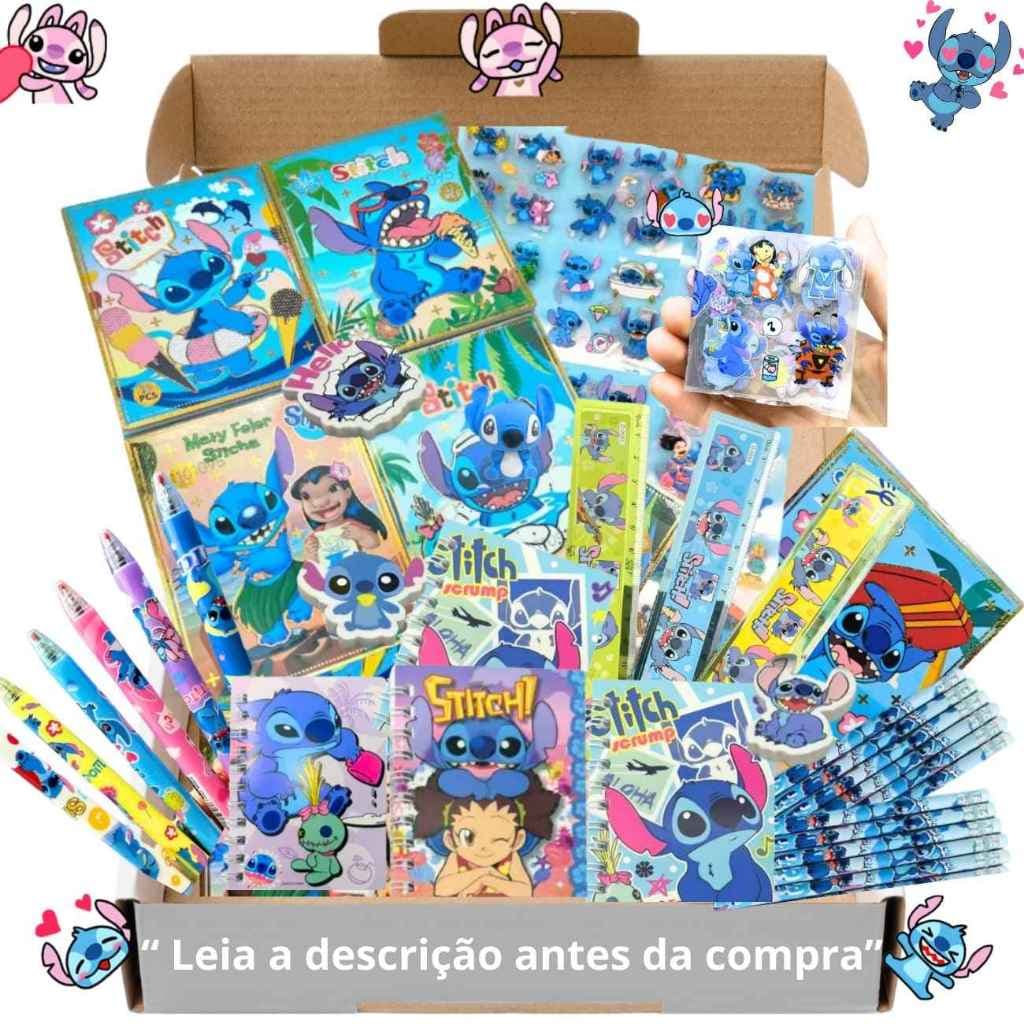 Kit Stitch Papelaria Fofa Kawaii  Presente Criativo Para Menina Caneta Lápis Borracha Adesivo Caderninho