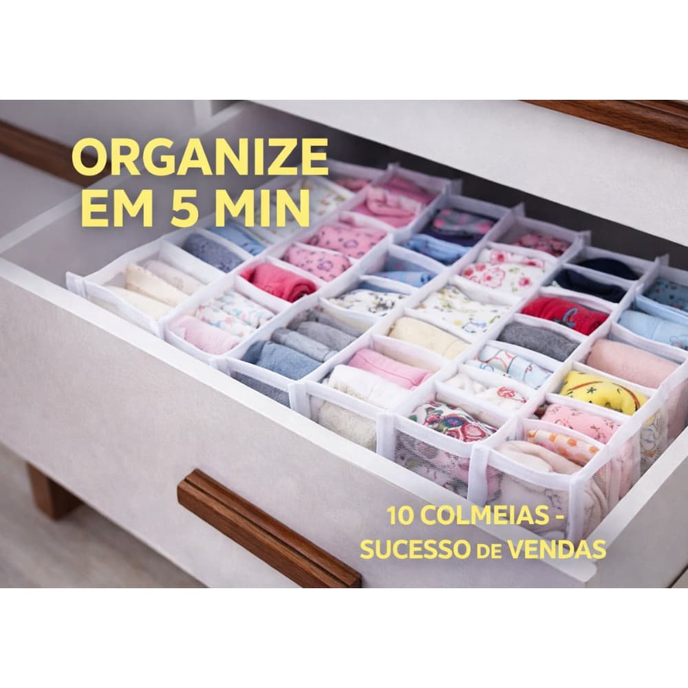 Kit 10 Colmeias Organizadoras Transparente Branca P Gavetas | Organize em 5 Min | SU Sonho