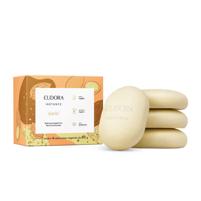 Kit Sabonetes em Barra Vegetal Perfumado Instance Karité 4x80g - Eudora