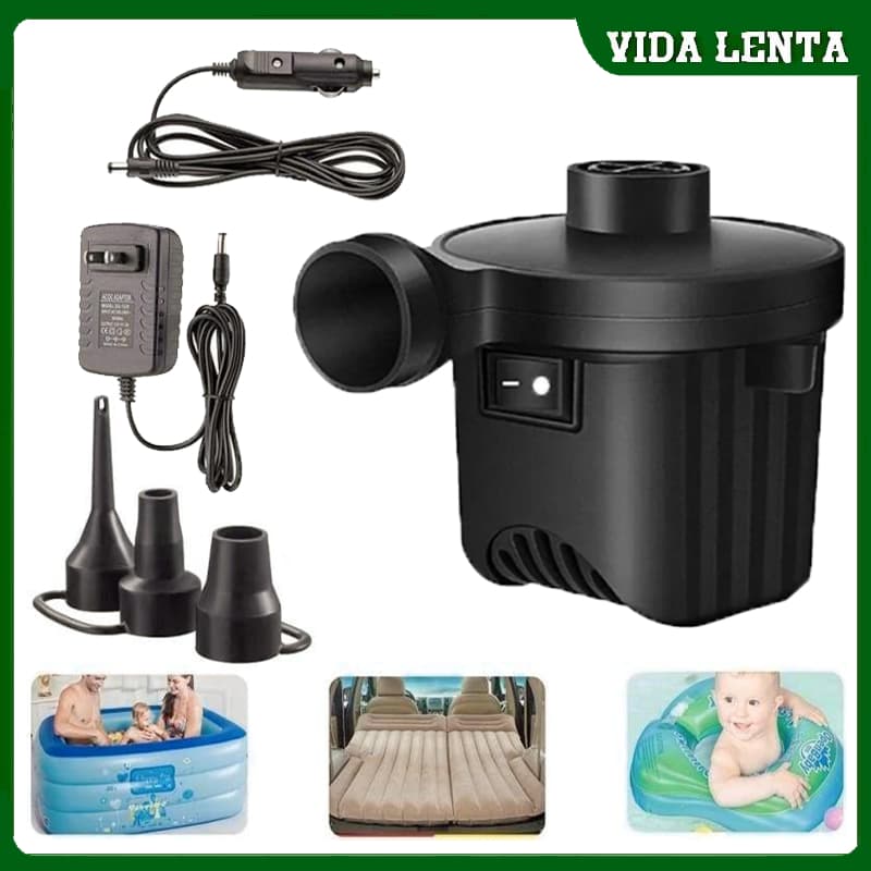 Bomba Elétrica Pneumática para Encher e Secar Colchões, Boias e Piscinas Infláveis